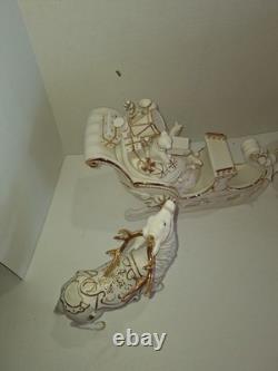 Member's Mark Porcelain Santa Sleigh & Reindeer Christmas Decoration In Box 2005