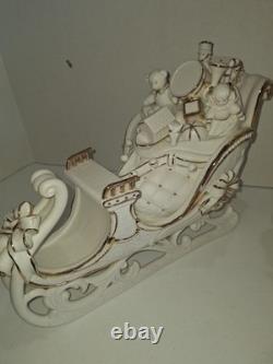 Member's Mark Porcelain Santa Sleigh & Reindeer Christmas Decoration In Box 2005
