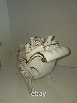Member's Mark Porcelain Santa Sleigh & Reindeer Christmas Decoration In Box 2005