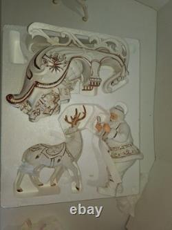 Member's Mark Porcelain Santa Sleigh & Reindeer Christmas Decoration In Box 2005