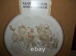 Member's Mark Porcelain Santa Sleigh & Reindeer In Original Box 2005