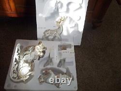 Member's Mark Porcelain Santa Sleigh & Reindeer In Original Box 2005