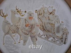 Member's Mark Porcelain Santa, Sleigh & Reindeers WithOriginal Box 2005 GORGEOUS