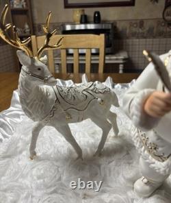 Member's Mark Porcelain Santa, Sleigh & Reindeers WithOriginal Box 2005 GORGEOUS