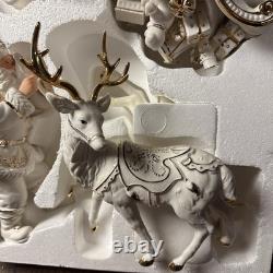 Member's Mark Porcelain Santa, Sleigh & Reindeers WithOriginal Box 2005 GORGEOUS
