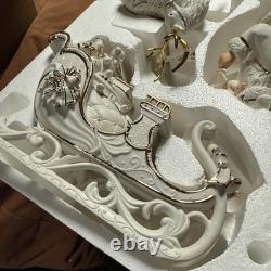 Member's Mark Porcelain Santa, Sleigh & Reindeers WithOriginal Box 2005 GORGEOUS