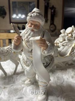 Member's Mark Porcelain Santa, Sleigh & Reindeers WithOriginal Box 2005 GORGEOUS