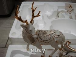 Member's Mark Porcelain Santa, Sleigh & Reindeers WithOriginal Box 2005 GORGEOUS