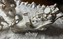 Member's Mark Porcelain Santa, Sleigh & Reindeers WithOriginal Box 2005 GORGEOUS