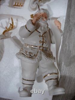 Member's Mark Porcelain Santa, Sleigh & Reindeers WithOriginal Box 2005 GORGEOUS