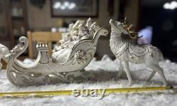 Member's Mark Porcelain Santa, Sleigh & Reindeers WithOriginal Box 2005 GORGEOUS