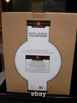 Member's Mark Porcelain Santa, Sleigh & Reindeers WithOriginal Box 2005 GORGEOUS