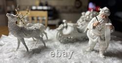 Member's Mark Porcelain Santa, Sleigh & Reindeers WithOriginal Box 2005 GORGEOUS