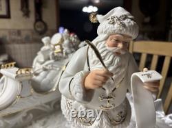 Member's Mark Porcelain Santa, Sleigh & Reindeers WithOriginal Box 2005 GORGEOUS