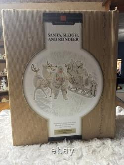 Member's Mark Porcelain Santa, Sleigh & Reindeers WithOriginal Box 2005 GORGEOUS
