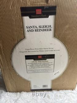 Member's Mark Porcelain Santa, Sleigh & Reindeers WithOriginal Box 2005 GORGEOUS