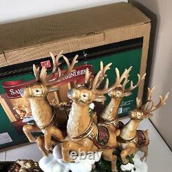 Members Mark Christmas Santa Sleigh with Reindeer Centerpiece Decor with Box