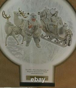 Members Mark Porcelain Christmas Figures Santa Sleigh Reindeer Gold Accents 2005
