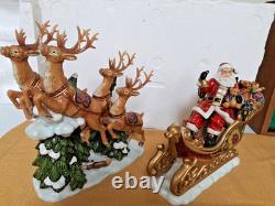Members Mark SANTA SLEIGH WITH REINDEER Christmas Centerpiece MINT With Box