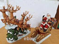 Members Mark SANTA SLEIGH WITH REINDEER Christmas Centerpiece MINT With Box