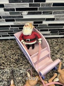 Memory Lane SANTA CLAUS REINDEER TEAM SLEIGH Rudolph Display! Please Read