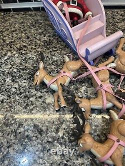 Memory Lane SANTA CLAUS REINDEER TEAM SLEIGH Rudolph Display! Please Read