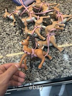 Memory Lane SANTA CLAUS REINDEER TEAM SLEIGH Rudolph Display! Please Read
