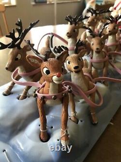 Memory Lane SANTA, RUDOLPH & REINDEER TEAM SLEIGH From FAO Schwarz IN BOX
