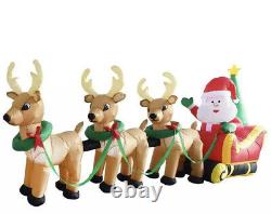 Merry Christmas 3ft Self Inflating Light Up Santa & Reindeer Sleigh self inflate