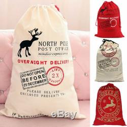 Merry Christmas Santa Sack XMAS Stocking Storage Burlap Huge Lovely Gift Bag