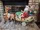 Metal Santa Sleigh And Reindeer Enamel Finish Yard Art 24 Tall