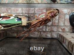 Metal Santa Sleigh And Reindeer Enamel Finish Yard Art 24 Tall