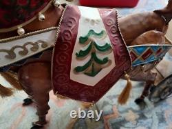 Metal Santa Sleigh And Reindeer Enamel Finish Yard Art 24 Tall