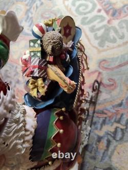 Metal Santa Sleigh And Reindeer Enamel Finish Yard Art 24 Tall