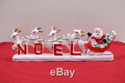 Mid Century Relco Santa, Sleigh & Reindeer NOEL Christmas Candle Holder
