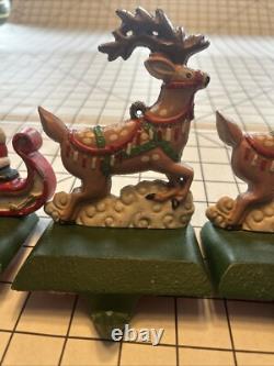 Midwest Cannon Falls SANTA'S SLEIGH & REINDEER Stocking Hanger Set 3 Cast Iron