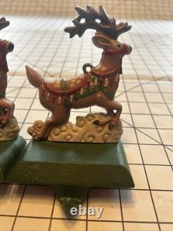 Midwest Cannon Falls SANTA'S SLEIGH & REINDEER Stocking Hanger Set 3 Cast Iron
