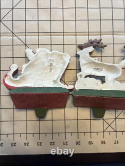Midwest Cannon Falls SANTA'S SLEIGH & REINDEER Stocking Hanger Set 3 Cast Iron