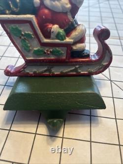Midwest Cannon Falls SANTA'S SLEIGH & REINDEER Stocking Hanger Set 3 Cast Iron