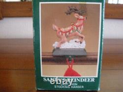 Midwest Cannon Stocking Holders Santa Sleigh And 2 Reindeer Cast Iron Set Of 3