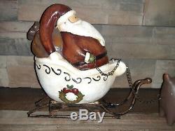 Midwest Of Cannon Falls Vtg. Santa On Sleigh With Reindeer. Rare. 8.75T x 30L