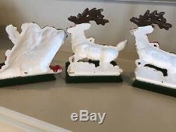 Midwest of Cannon Falls 3 Cast Iron Stocking Hangers Santa in Sleigh & Reindeer