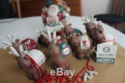 Midwest of Cannon Falls EDDIE WALKER Santa in Sleigh with 8 Reindeer Set