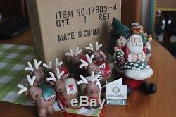 Midwest of Cannon Falls EDDIE WALKER Santa in Sleigh with 8 Reindeer Set EUC