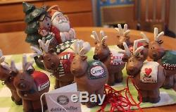 Midwest of Cannon Falls EDDIE WALKER Santa in Sleigh with 8 Reindeer Set EUC