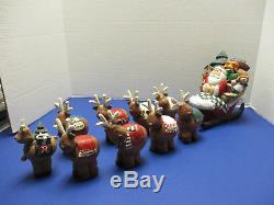 Midwest of Cannon Falls Eddie Walker Santa in Sleigh with Reindeer Rudolph Limited