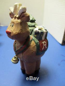 Midwest of Cannon Falls Eddie Walker Santa in Sleigh with Reindeer Rudolph Limited