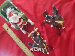 Mod Napco Ceramics Japan sticker Santa Claus Christmas Sleigh Reindeers figure
