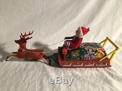Modern Toys Japan LARGE Battery Operated Santa Claus On Reindeer Sleigh Box