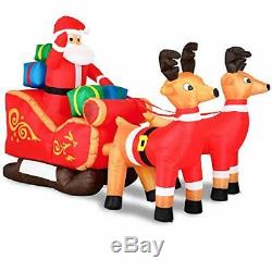 Monzana Santa with Sleigh Reindeer Inflatable 240 cm Christmas Decoration